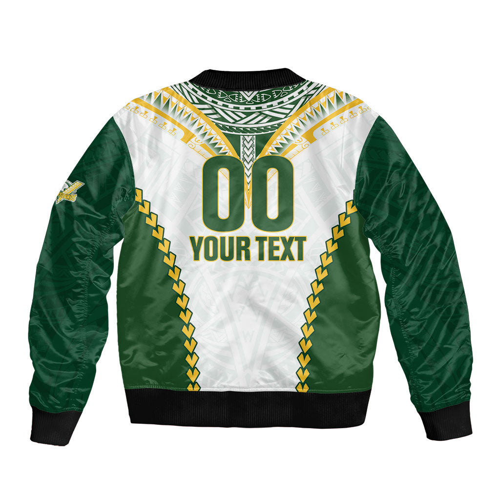 Custom Rugby League Cook Islands Bomber Jacket Tribal Pattern White Version