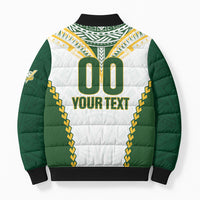 Custom Rugby League Cook Islands Bomber Puffer Jacket Tribal Pattern White Version