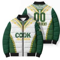 Custom Rugby League Cook Islands Bomber Puffer Jacket Tribal Pattern White Version