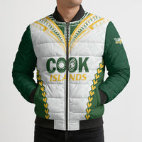 Custom Rugby League Cook Islands Bomber Puffer Jacket Tribal Pattern White Version