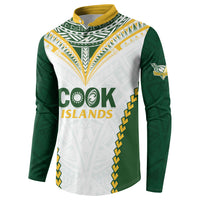 Custom Rugby League Cook Islands Button Sweatshirt Tribal Pattern White Version