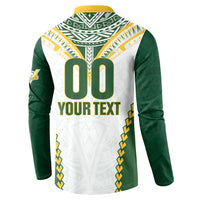 Custom Rugby League Cook Islands Button Sweatshirt Tribal Pattern White Version
