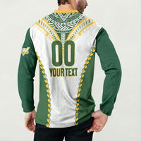 Custom Rugby League Cook Islands Button Sweatshirt Tribal Pattern White Version