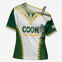 Custom Rugby League Cook Islands Cross Shoulder Shirt Tribal Pattern White Version