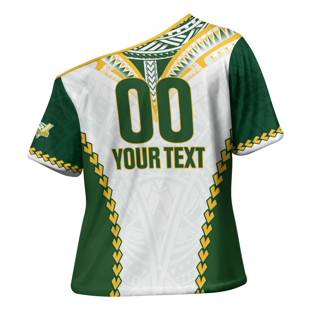Custom Rugby League Cook Islands Cross Shoulder Shirt Tribal Pattern White Version
