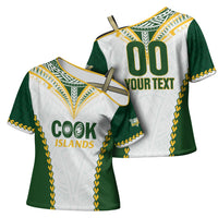 Custom Rugby League Cook Islands Cross Shoulder Shirt Tribal Pattern White Version