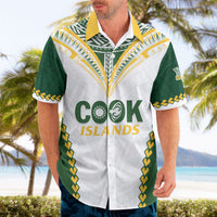 Custom Rugby League Cook Islands Hawaiian Shirt Tribal Pattern White Version