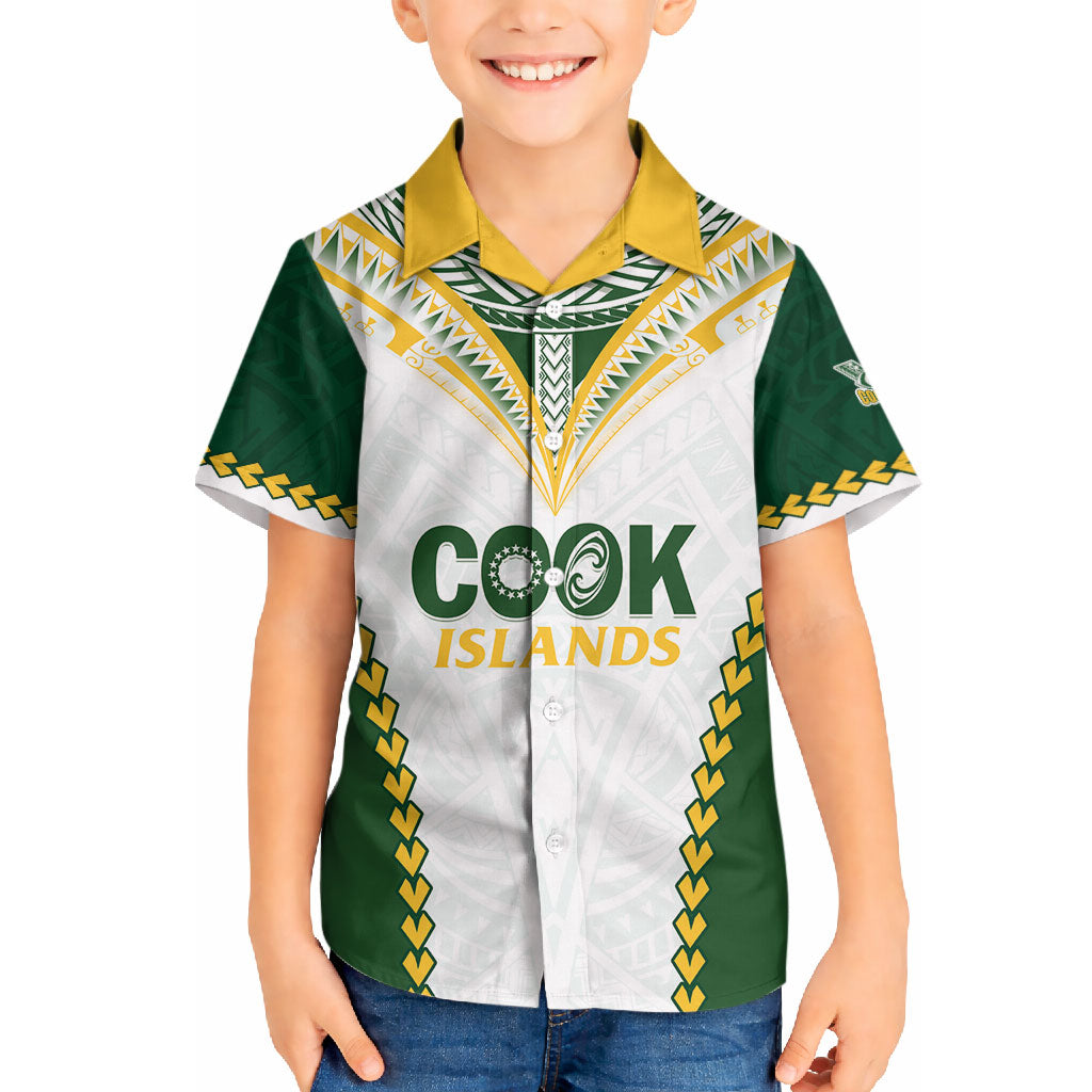 Custom Rugby League Cook Islands Hawaiian Shirt Tribal Pattern White Version