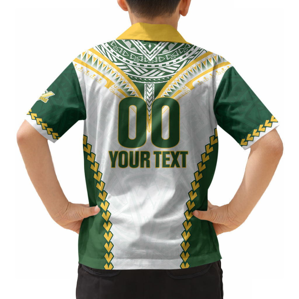 Custom Rugby League Cook Islands Hawaiian Shirt Tribal Pattern White Version