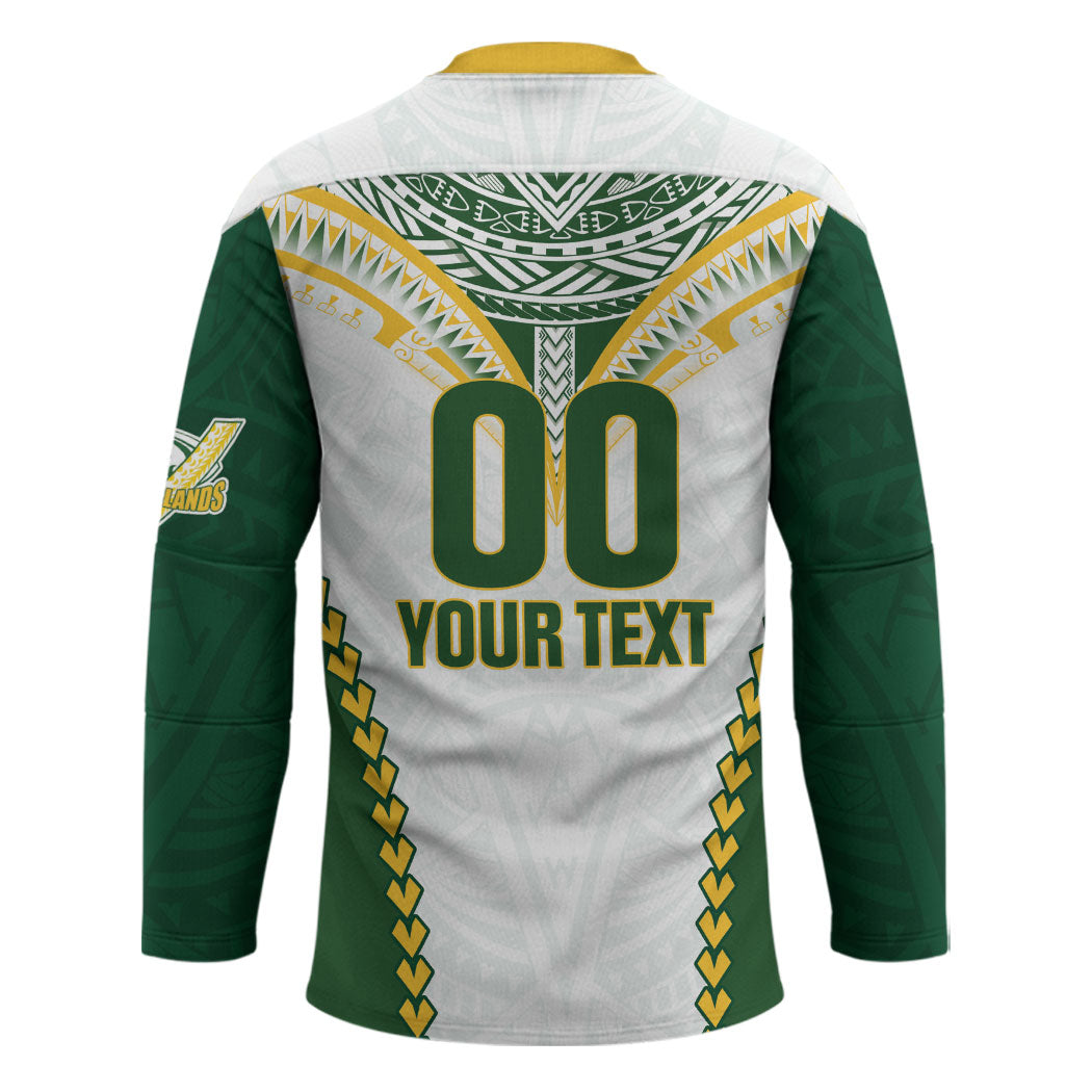 Custom Rugby League Cook Islands Hockey Jersey Tribal Pattern White Version