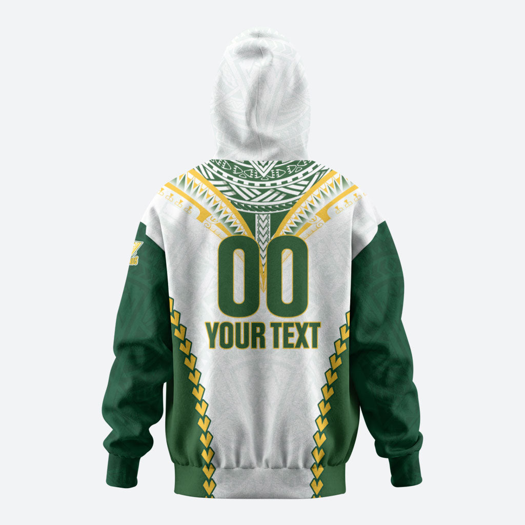 Custom Rugby League Cook Islands Hoodie Tribal Pattern White Version LT01 - Polynesian Pride