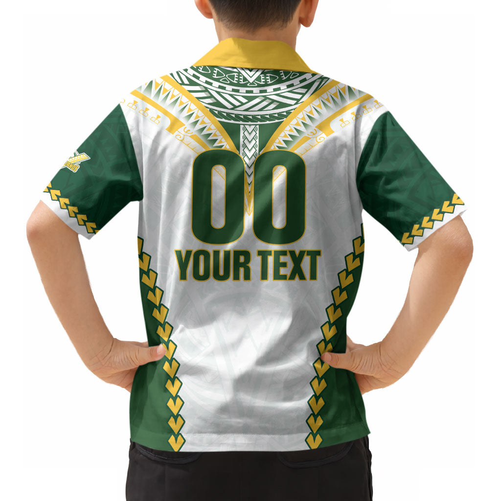 Custom Rugby League Cook Islands Kid Hawaiian Shirt Tribal Pattern White Version LT01 - Polynesian Pride