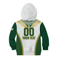 Custom Rugby League Cook Islands Kid Hoodie Tribal Pattern White Version
