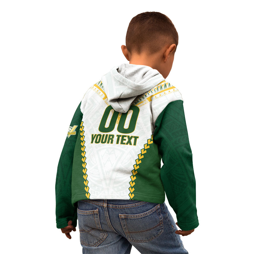 Custom Rugby League Cook Islands Kid Hoodie Tribal Pattern White Version