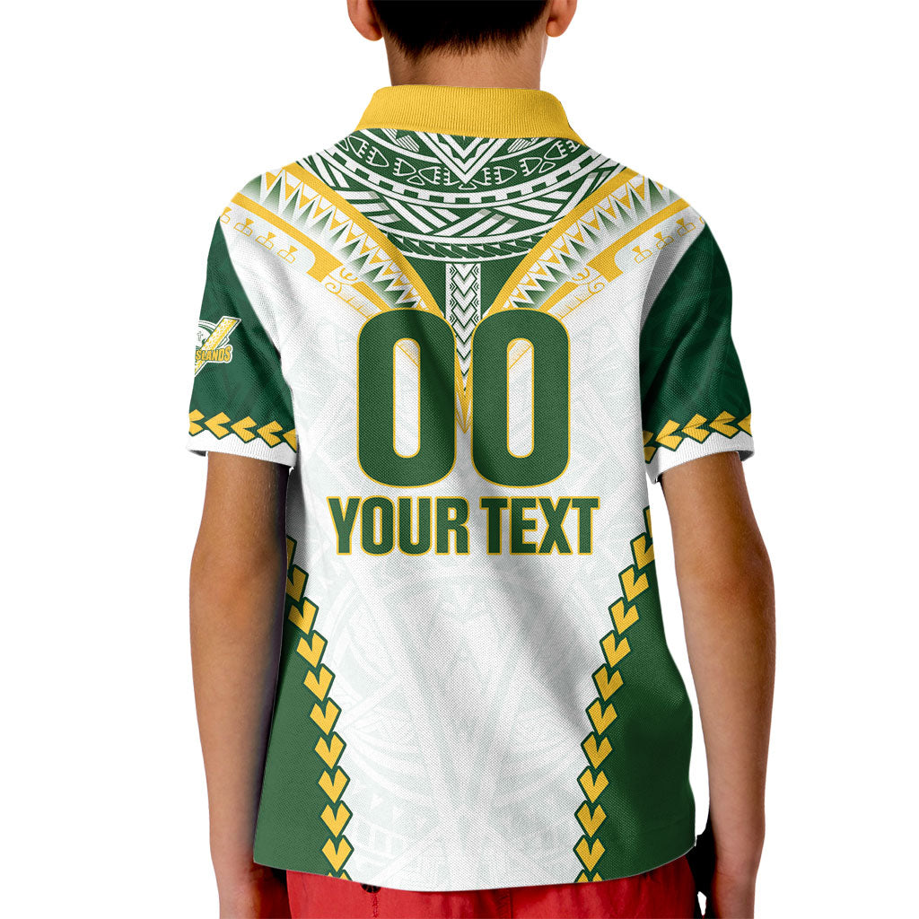 Custom Rugby League Cook Islands Kid Polo Shirt Tribal Pattern White Version