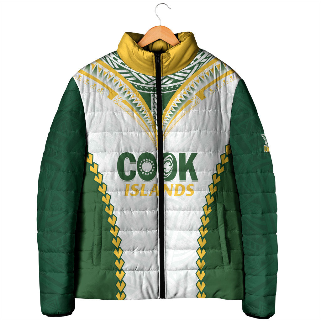 Custom Rugby League Cook Islands Padded Jacket Tribal Pattern White Version