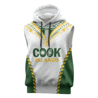 Custom Rugby League Cook Islands Sleeveless Hoodie Tribal Pattern White Version LT01 White - Polynesian Pride