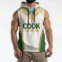 Custom Rugby League Cook Islands Sleeveless Hoodie Tribal Pattern White Version LT01 - Polynesian Pride