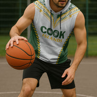 Custom Rugby League Cook Islands Sleeveless Hoodie Tribal Pattern White Version LT01 - Polynesian Pride