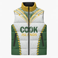 Custom Rugby League Cook Islands Sleeveless Puffer Jacket Tribal Pattern White Version