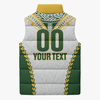 Custom Rugby League Cook Islands Sleeveless Puffer Jacket Tribal Pattern White Version