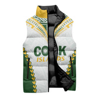 Custom Rugby League Cook Islands Sleeveless Puffer Jacket Tribal Pattern White Version