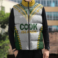 Custom Rugby League Cook Islands Sleeveless Puffer Jacket Tribal Pattern White Version