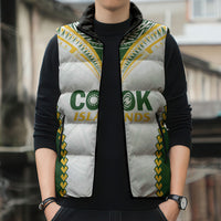 Custom Rugby League Cook Islands Sleeveless Puffer Jacket Tribal Pattern White Version