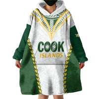 Custom Rugby League Cook Islands Wearable Blanket Hoodie Tribal Pattern White Version