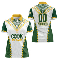 Custom Rugby League Cook Islands Women Polo Shirt Tribal Pattern White Version LT01 - Polynesian Pride
