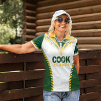 Custom Rugby League Cook Islands Women Polo Shirt Tribal Pattern White Version LT01 - Polynesian Pride