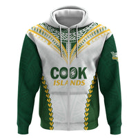 Custom Rugby League Cook Islands Zip Hoodie Tribal Pattern White Version