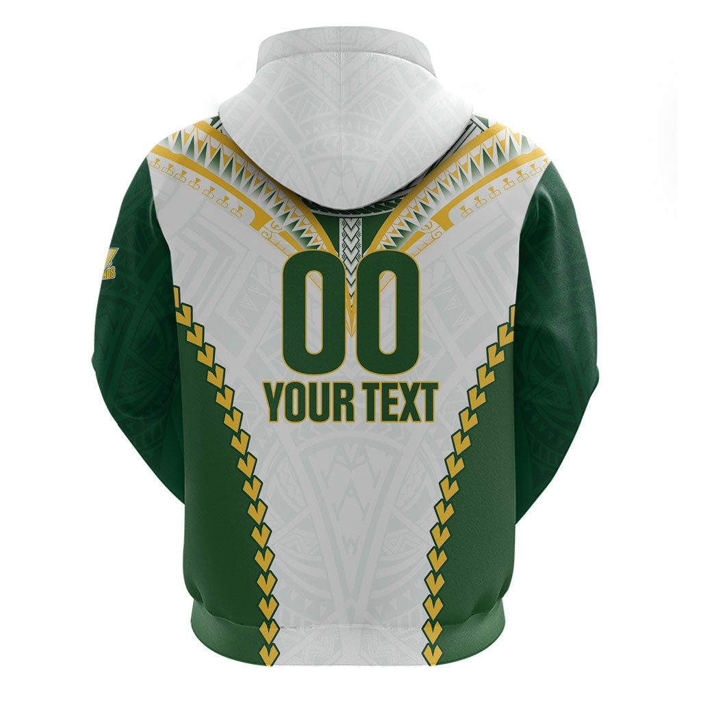 Custom Rugby League Cook Islands Zip Hoodie Tribal Pattern White Version