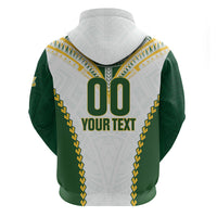 Custom Rugby League Cook Islands Zip Hoodie Tribal Pattern White Version