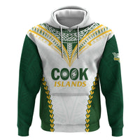Custom Rugby League Cook Islands Zip Hoodie Tribal Pattern White Version