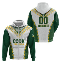 Custom Rugby League Cook Islands Zip Hoodie Tribal Pattern White Version