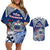 Custom Samoa Rugby Couples Matching Off Shoulder Short Dress and Hawaiian Shirt Toa Samoa Myriad Patterns LT01 Blue - Polynesian Pride