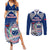 Custom Samoa Rugby Couples Matching Summer Maxi Dress and Long Sleeve Button Shirt Toa Samoa Myriad Patterns LT01 Blue - Polynesian Pride