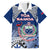 Custom Samoa Rugby Family Matching Off Shoulder Maxi Dress and Hawaiian Shirt Toa Samoa Myriad Patterns LT01 Dad's Shirt - Short Sleeve Blue - Polynesian Pride