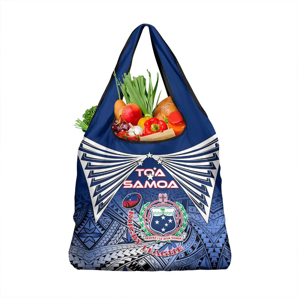 Custom Samoa Rugby Grocery Bag Toa Samoa Myriad Patterns LT01 1-pack One Size Blue - Polynesian Pride