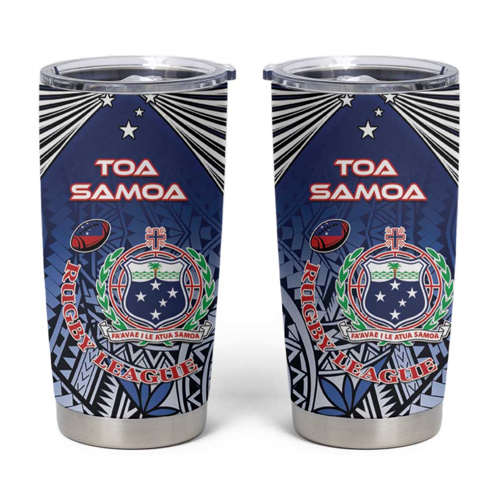 Samoa Rugby Tumbler Cup Toa Samoa Myriad Patterns LT01 Blue - Polynesian Pride