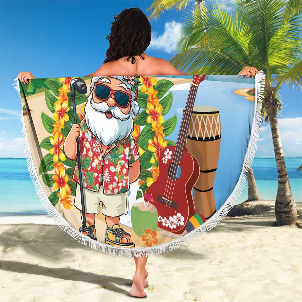 Hawaii Golf Christmas Beach Blanket Mele Kalikimaka Funny Golfer Santa LT01 - Polynesian Pride