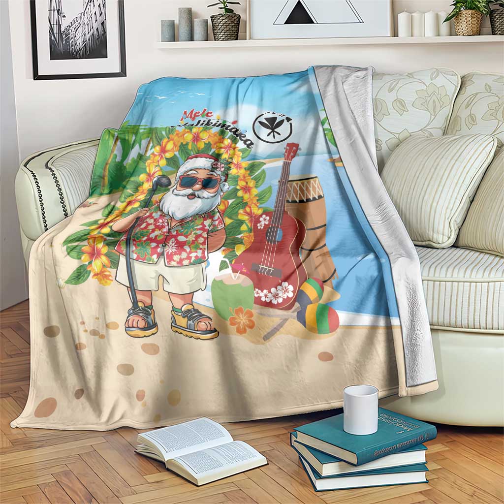 Hawaii Golf Christmas Blanket Mele Kalikimaka Funny Golfer Santa LT01 Blue - Polynesian Pride