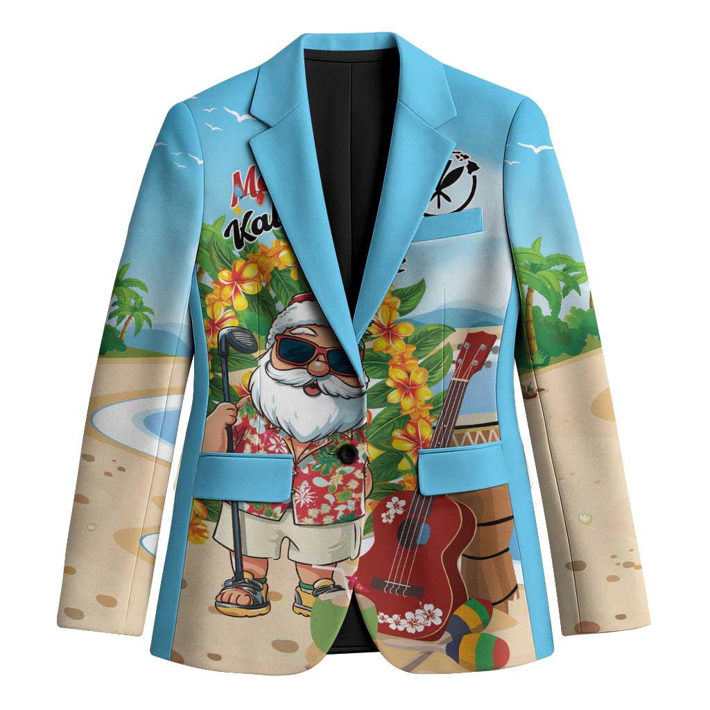 Personalized Hawaii Golf Christmas Blazer Mele Kalikimaka Funny Golfer Santa LT01 Unisex Blue - Polynesian Pride