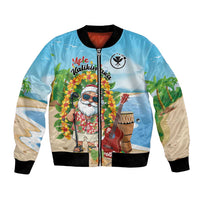 Personalized Hawaii Golf Christmas Bomber Jacket Mele Kalikimaka Funny Golfer Santa LT01 Unisex Blue - Polynesian Pride