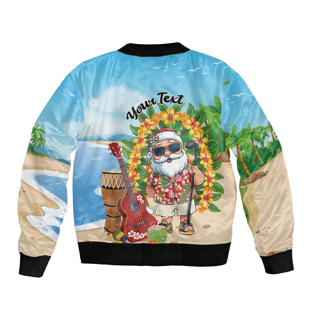 Personalized Hawaii Golf Christmas Bomber Jacket Mele Kalikimaka Funny Golfer Santa LT01 - Polynesian Pride
