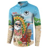 Personalized Hawaii Golf Christmas Button Sweatshirt Mele Kalikimaka Funny Golfer Santa LT01 - Polynesian Pride