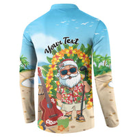Personalized Hawaii Golf Christmas Button Sweatshirt Mele Kalikimaka Funny Golfer Santa LT01 - Polynesian Pride