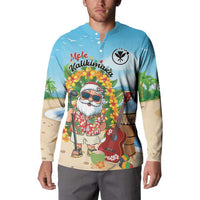 Personalized Hawaii Golf Christmas Button Sweatshirt Mele Kalikimaka Funny Golfer Santa LT01 - Polynesian Pride