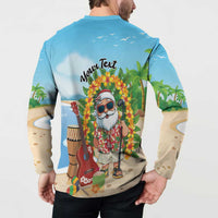 Personalized Hawaii Golf Christmas Button Sweatshirt Mele Kalikimaka Funny Golfer Santa LT01 - Polynesian Pride